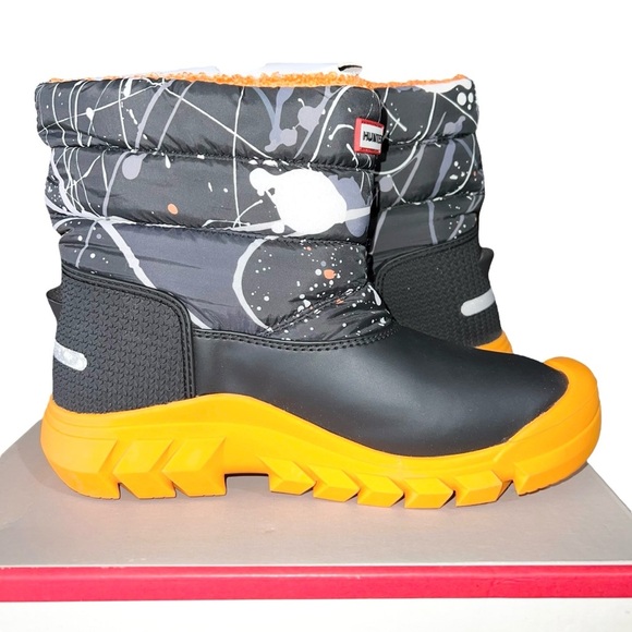 Hunter Boots Boys Size 4 Black Orange Gray Winter Molecular Insulated Waterproof - Picture 6 of 9